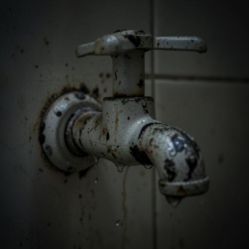 Ancien robinet corrodé qui fuit avant intervention